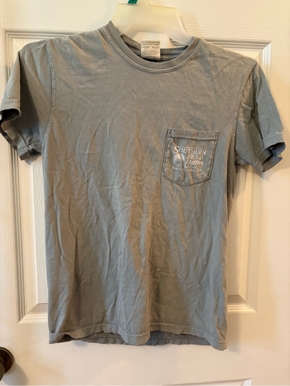 Southern Fried Cotton Men's Short-Sleeve Pocket Tee in Washed Blue-Gray